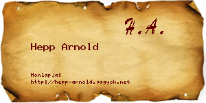 Hepp Arnold névjegykártya